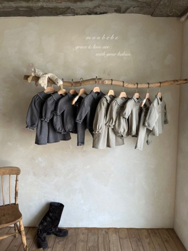 格紋娃娃領抽褶洋裝 