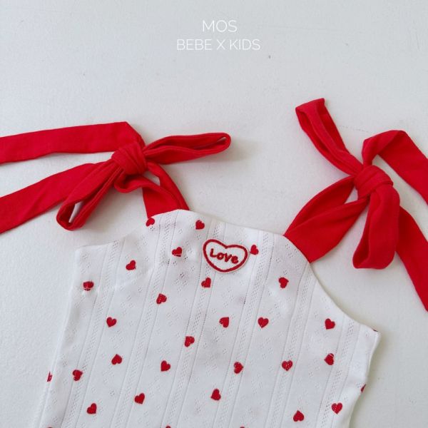 現貨 Bebe-綁帶蝴蝶結愛心包屁衣 姊妹裝 