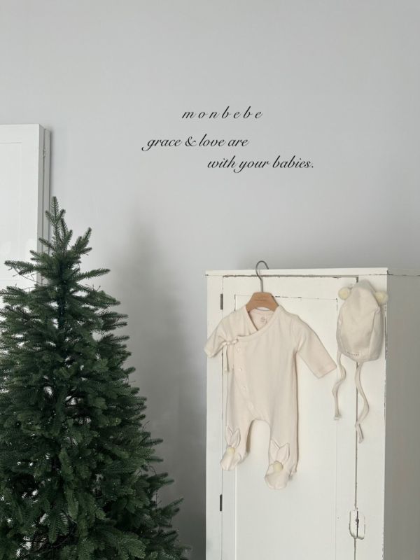 小兔兔毛球寶寶踩腳連身服(帽另售) Monbebe Korea,monbebe,laurababy,蘿拉衣櫥,仙女媽咪親子裝