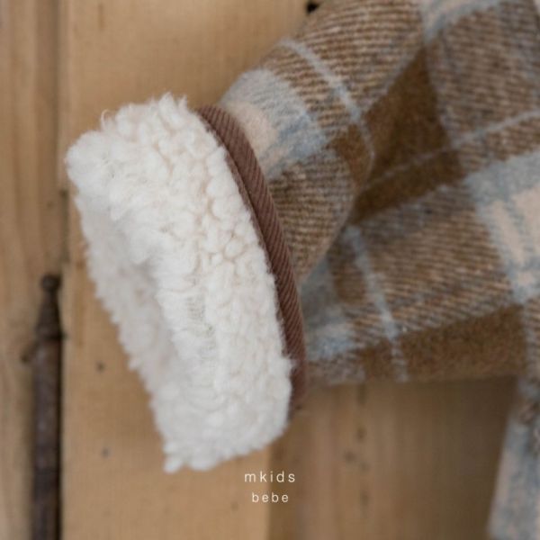 泰迪色復古格紋寶寶連身衣 