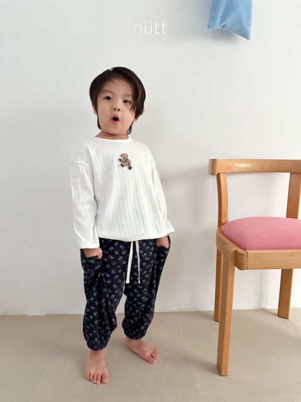 滿版熊熊印花束口棉褲 