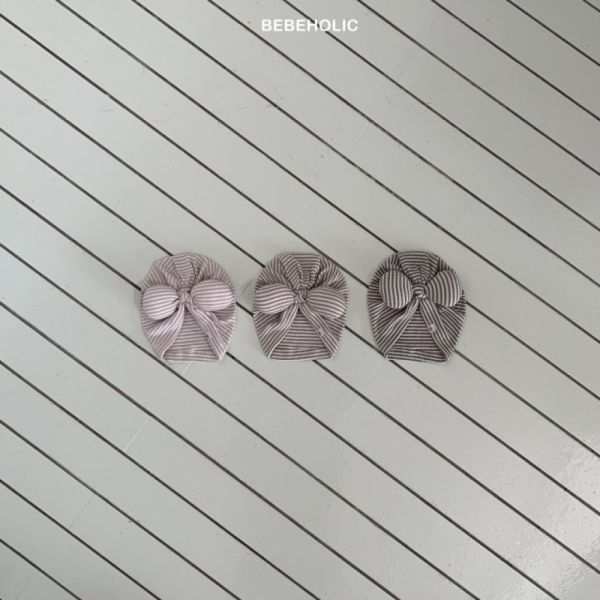 直紋寶寶圓滾滾帽 奶茶穿搭、Bebe holic Korea