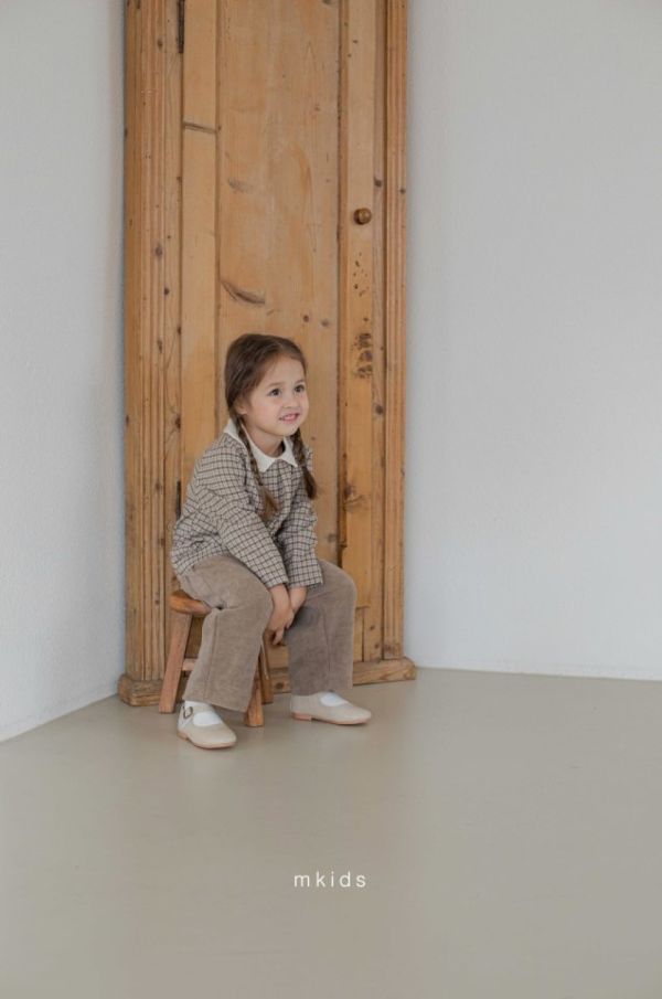 經典小格紋娃娃領長袖上衣 