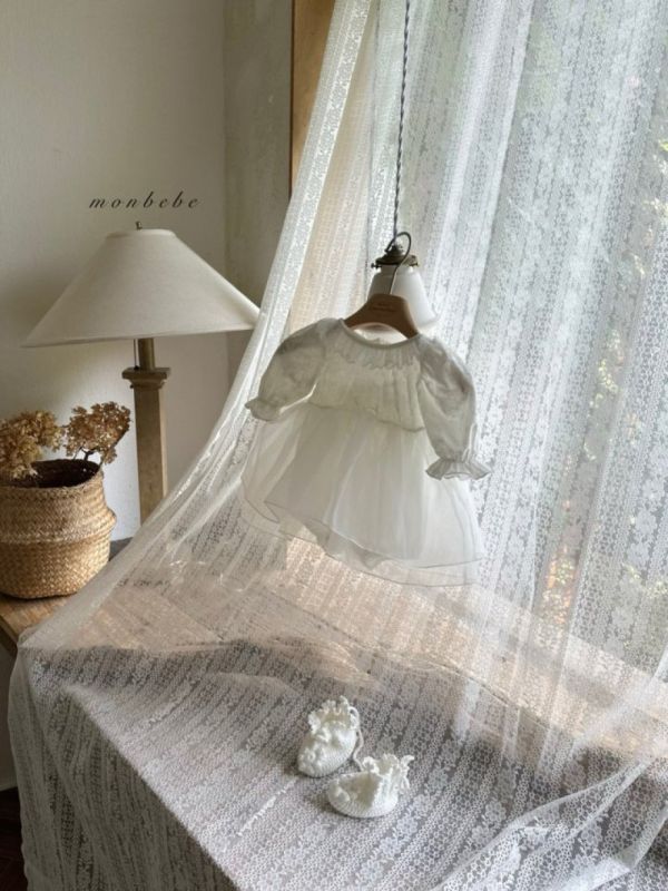 小天使蕾絲紗洋裝 象牙色包屁裙 