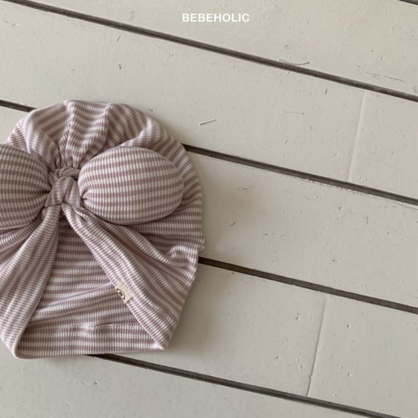 直紋寶寶圓滾滾帽 奶茶穿搭、Bebe holic Korea