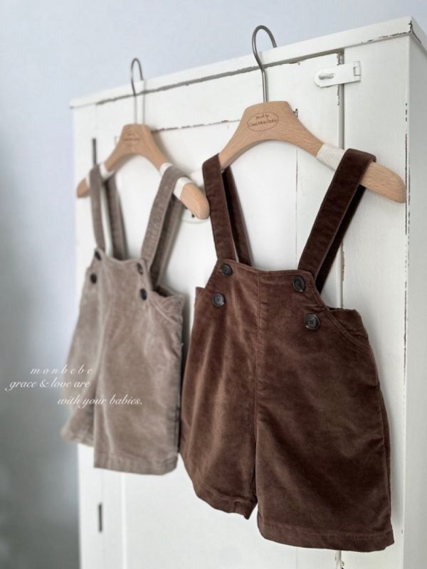 復古小工匠質感燈芯絨吊帶短褲 