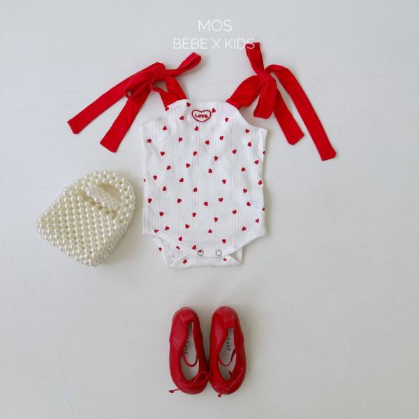 現貨 Bebe-綁帶蝴蝶結愛心包屁衣 姊妹裝 