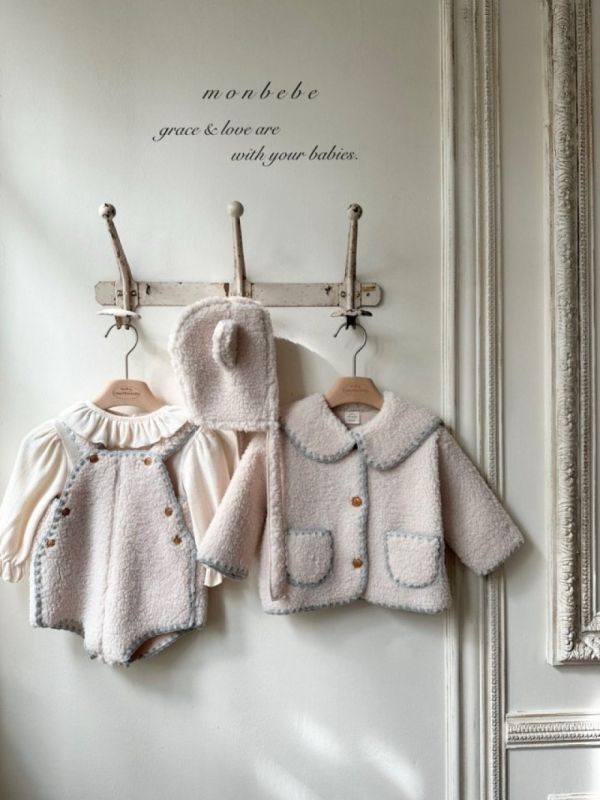 小熊系縫線邊絨毛外套 