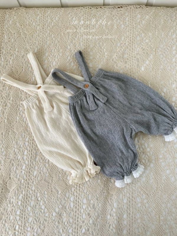 復古蕾絲邊燈籠吊帶褲 