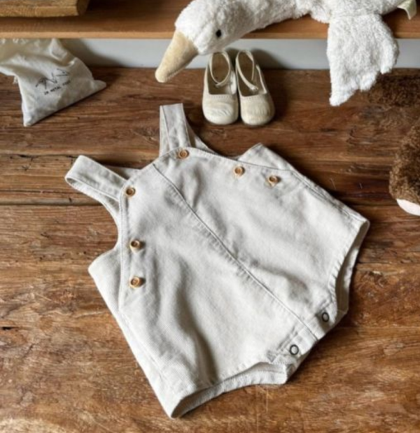 經典燈芯絨鈕扣吊帶褲 帽子另售 