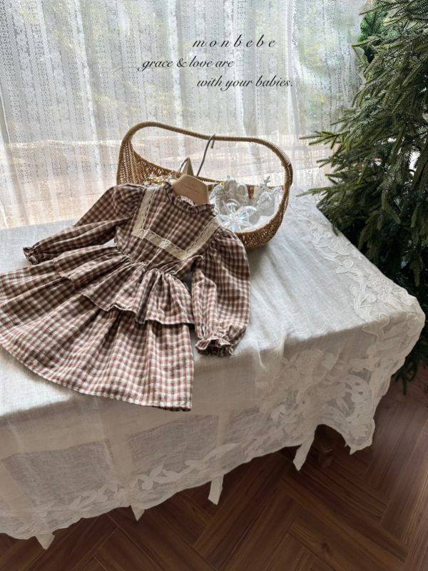 小童款 法式格紋洋裝 