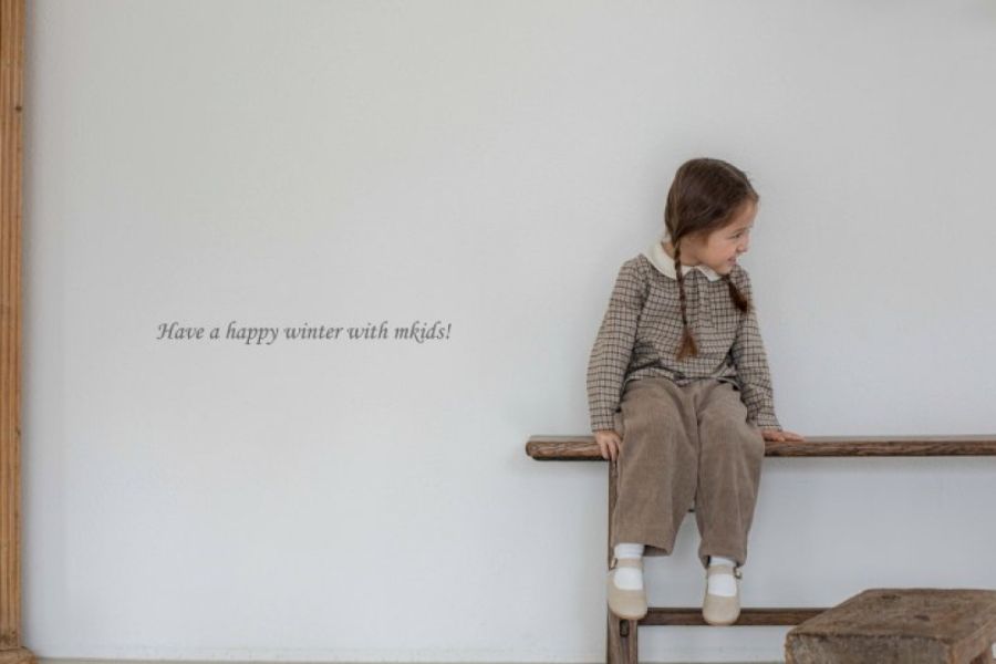 經典小格紋娃娃領長袖上衣 