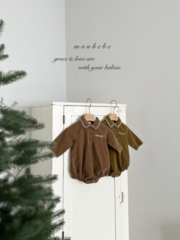 路易斯法式考邊寶寶長袖領連身衣 