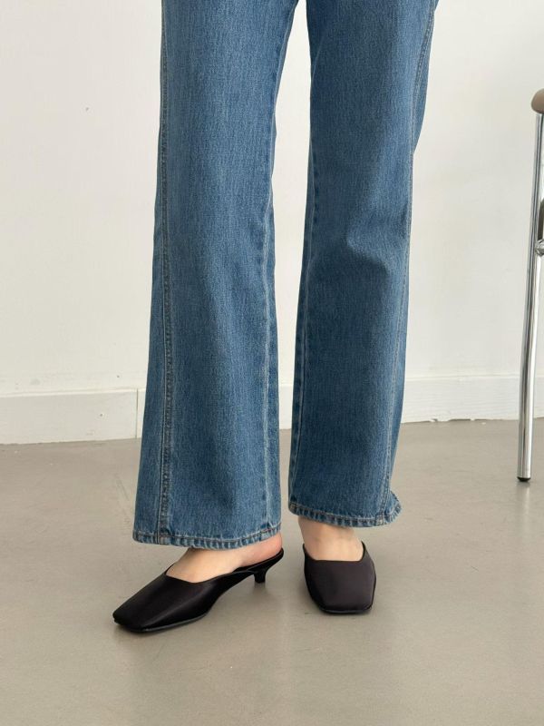 緞面方頭高級感穆勒涼鞋 涼跟拖3cm 