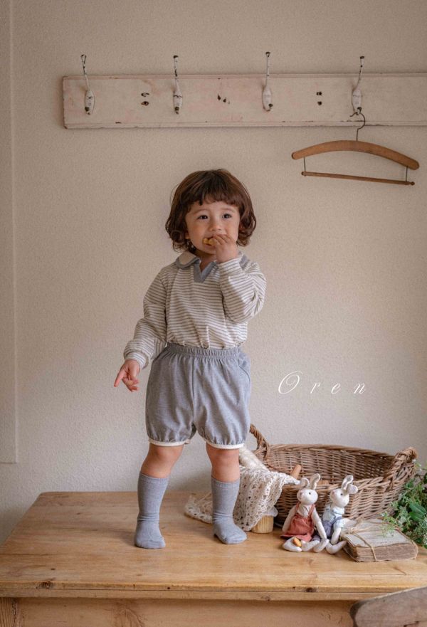 Bebe-拼接小翻領棉質套裝 兄弟裝 衣＋褲 
