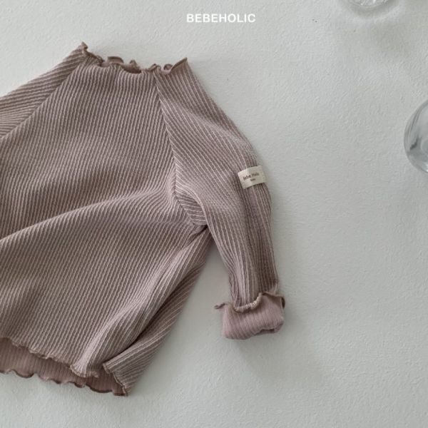 螺紋捲邊單色好搭長袖上衣 2025韓國秋季童裝新品,質感童裝,Bebe holic,奶茶寶寶穿搭