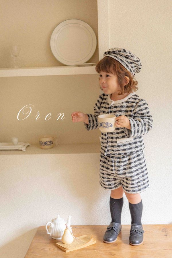 Bebe-格紋蝴蝶結貝雷帽 可成套搭配 