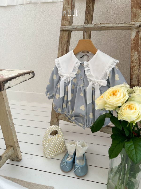 蝴蝶結大翻領愛心連身衣 姊妹裝 