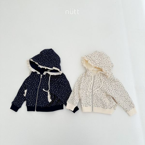 荷葉邊碎花連帽外套 