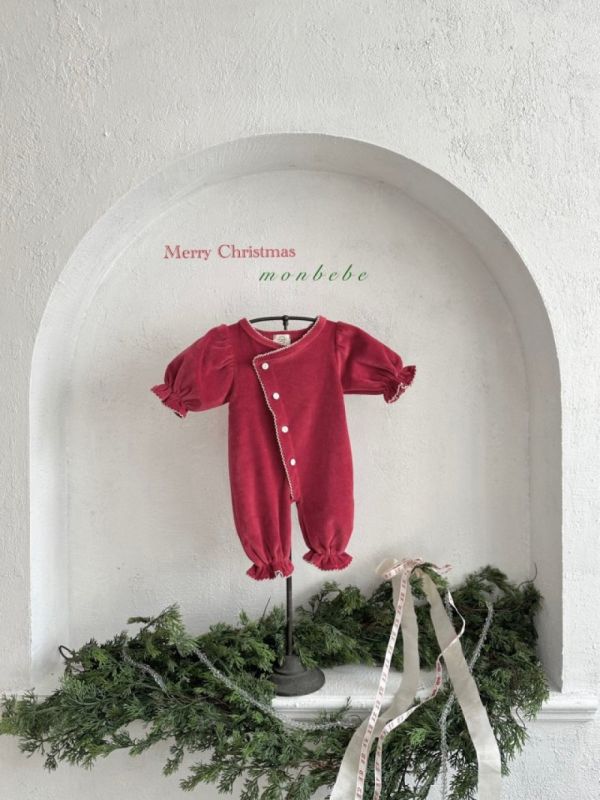 斜襟小牙邊寶寶連身衣 