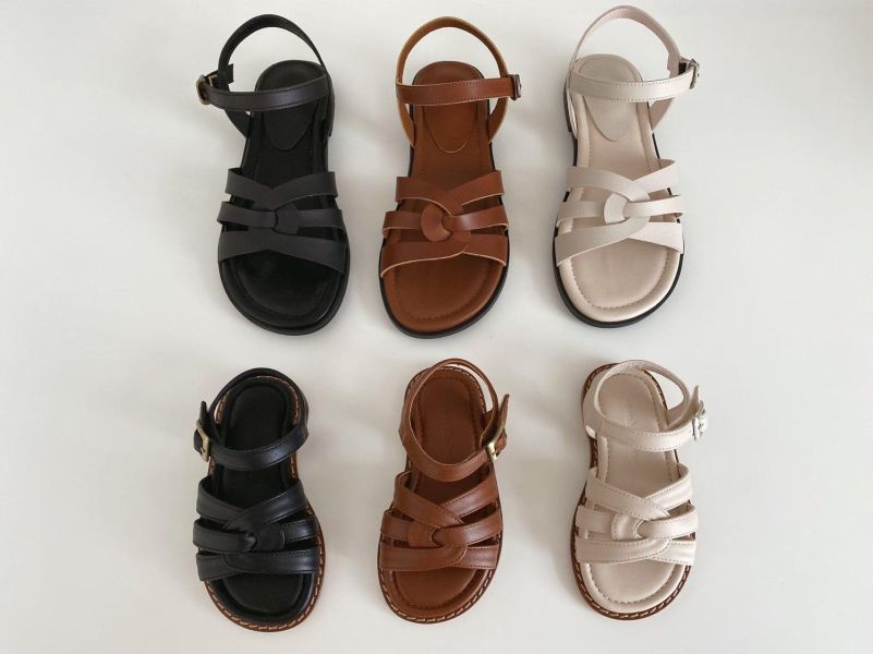 親子系列 交叉編織真皮質感涼鞋 親子鞋,正韓,韓國童鞋,韓國親子