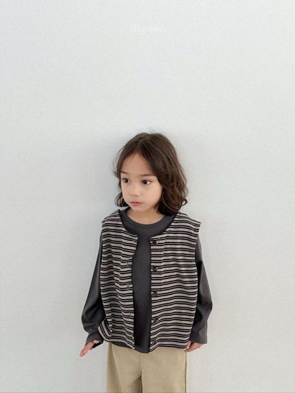 線條紐扣棉質韓系背心 