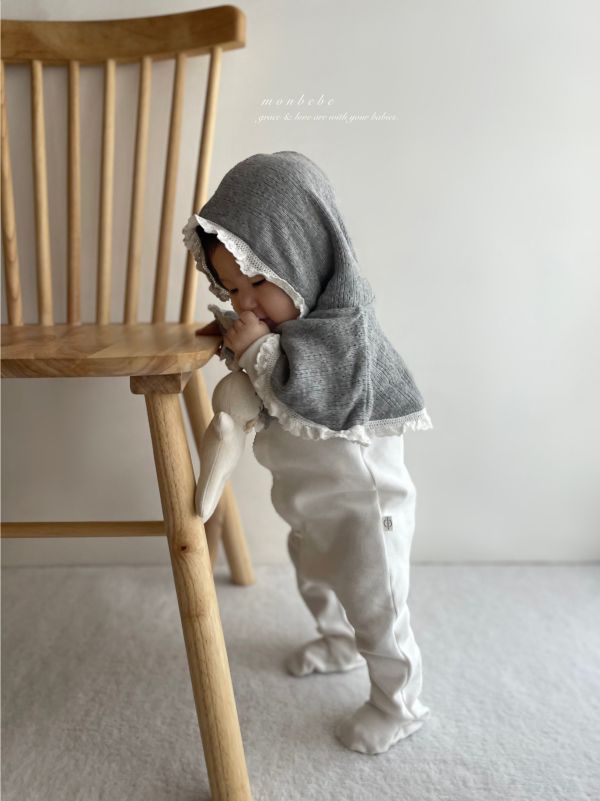 針織蕾絲花邊連披風 monbebe korea,monbebe,童裝代購