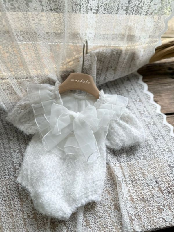 透紗蝴蝶結雪絨包屁衣 monbebe Korea,monbebe,monbebe代購童裝