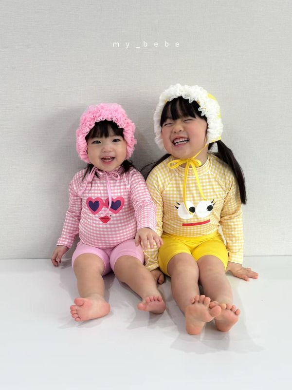 夏日表情寶貝 兩件式長袖防曬游泳服 