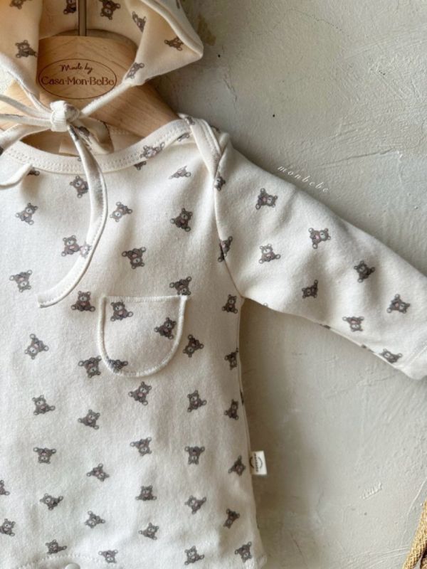 可愛的小兔子與熊寶寶套裝  連身衣＋軟帽 