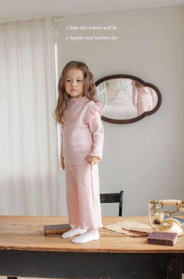 木耳邊羅紋棉居家套裝 