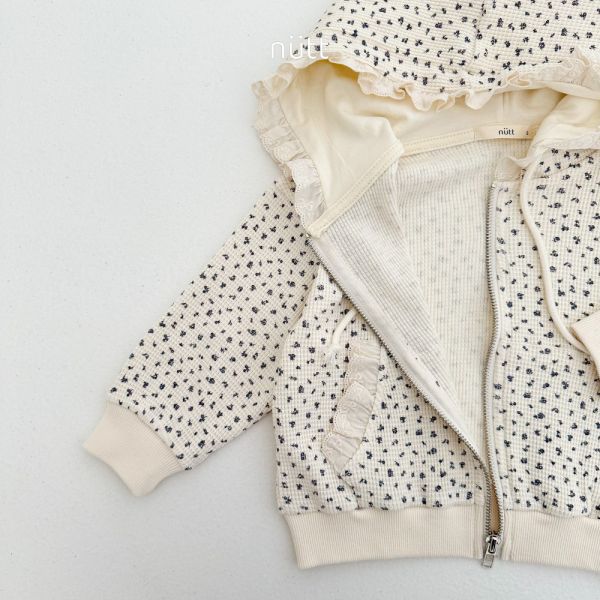 荷葉邊碎花連帽外套 