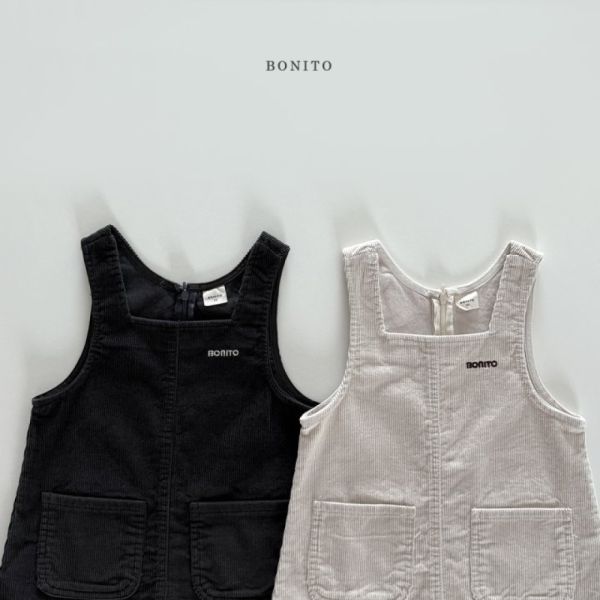 燈芯絨口袋背心裙 姊妹裝 