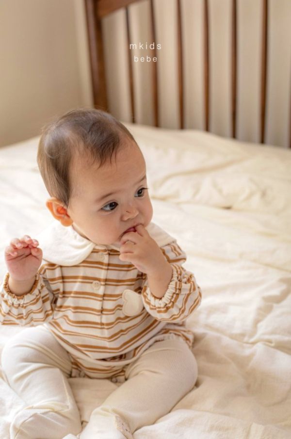 小熊日常條紋長袖上衣 包屁衣 兄弟姊妹穿搭 
