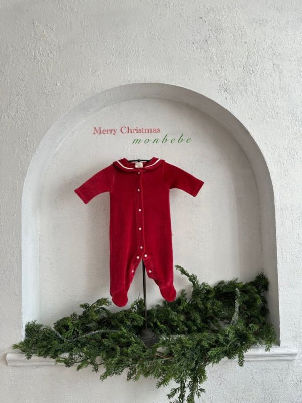 水手領寶寶踩腳連身服 節日色調 