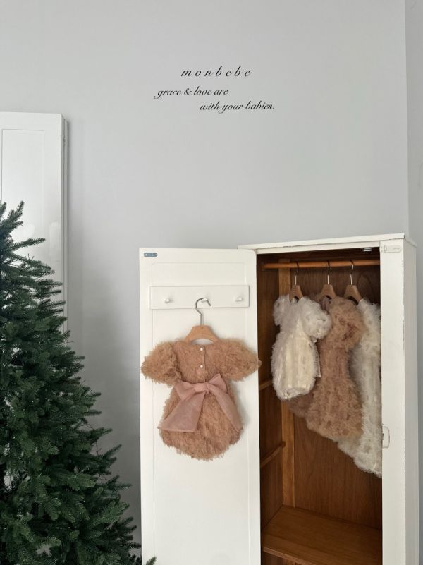 Blanchacha 珊瑚高質感蝴蝶結寶寶連身服 