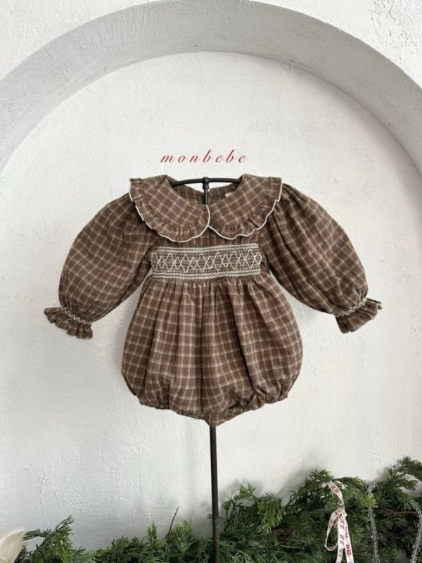 女寶款 打褶繡花格紋包屁衣 姊妹裝 