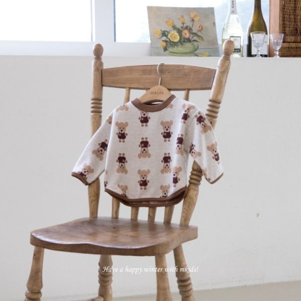 針織圓領長袖上衣 