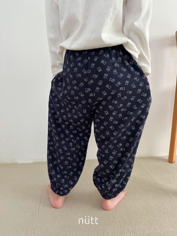 滿版熊熊印花束口棉褲 