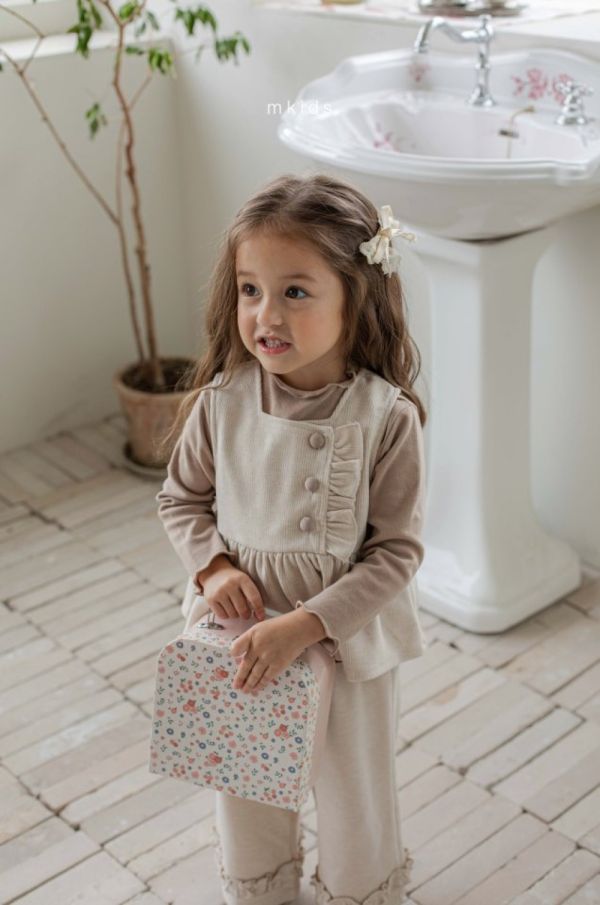 荷葉抓褶設計鬆緊寬褲 