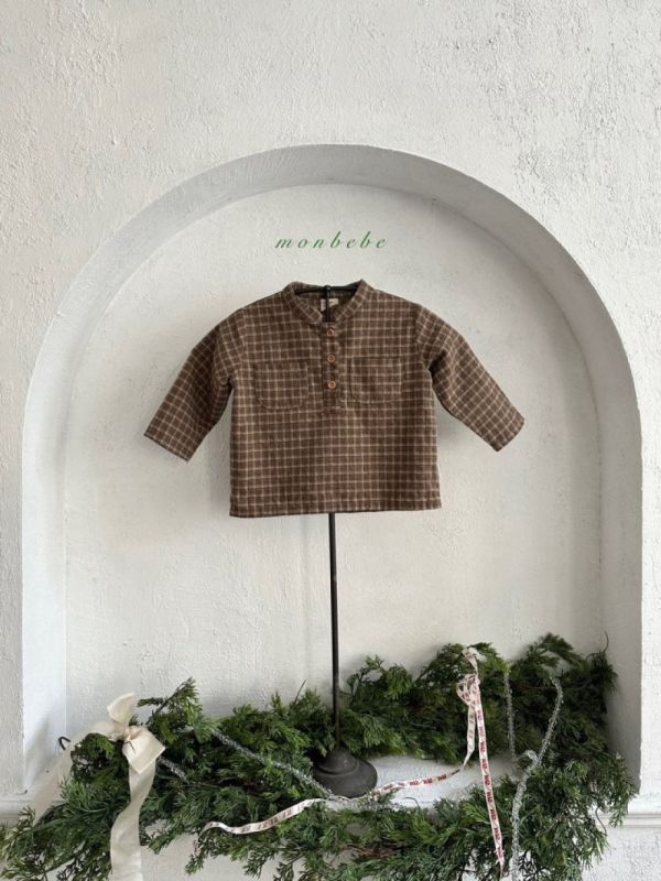 小童款 英式格紋小立領襯衫 