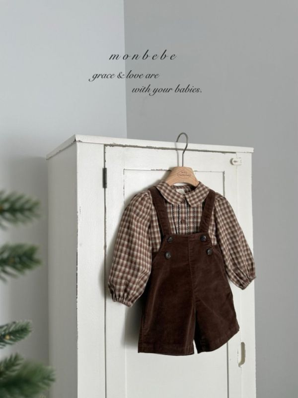 小森林格紋荷葉領襯衫 