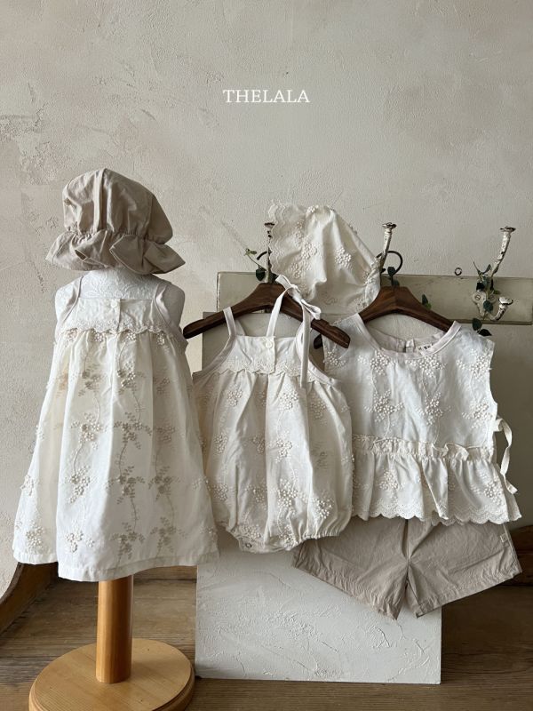 田園風小花刺繡背心 象牙色 外搭配件 