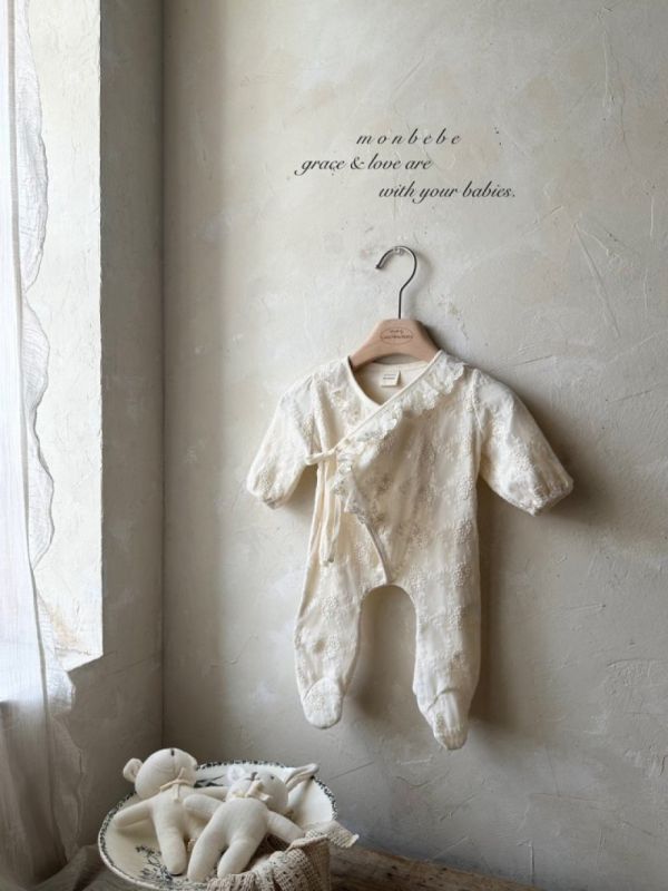 提花荷葉領包腳連身衣 