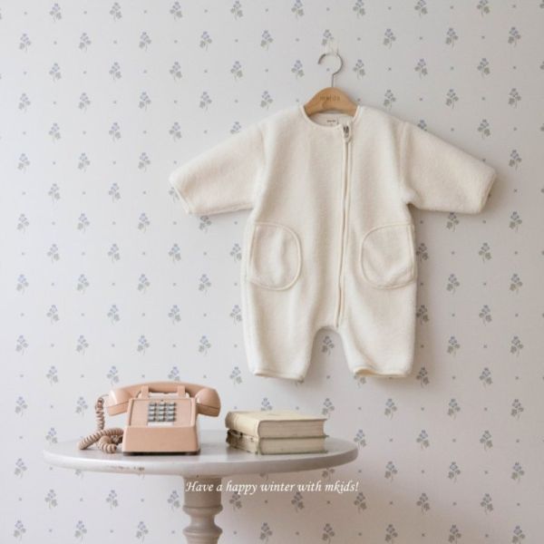 暖呼呼的寶寶拉鏈刷毛包屁衣 帽子另售 