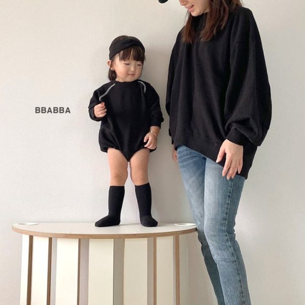 版型很好看的親子長袖落肩大學T BBABBA Korea,童裝,韓國童裝