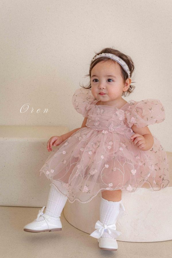 Bebe 童話公主玫瑰刺繡紗裙寶寶套裝 