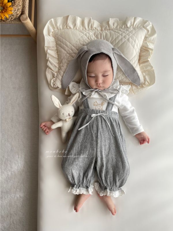 復古蕾絲邊燈籠吊帶褲 