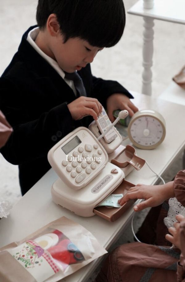 現貨 韓國小小收銀員 質感奶茶家家酒 兒童收銀台 韓國玩具,奶茶系,韓國家家酒玩具,奶茶收銀機