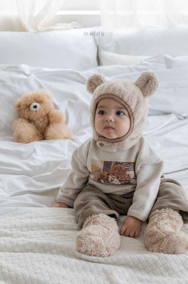 泰迪熊印花休閒長袖上衣 